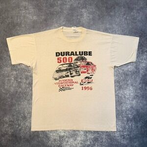Vintage 1996 NASCAR Duralube 500 Phoenix International Raceway T-Shirt XL Cream
